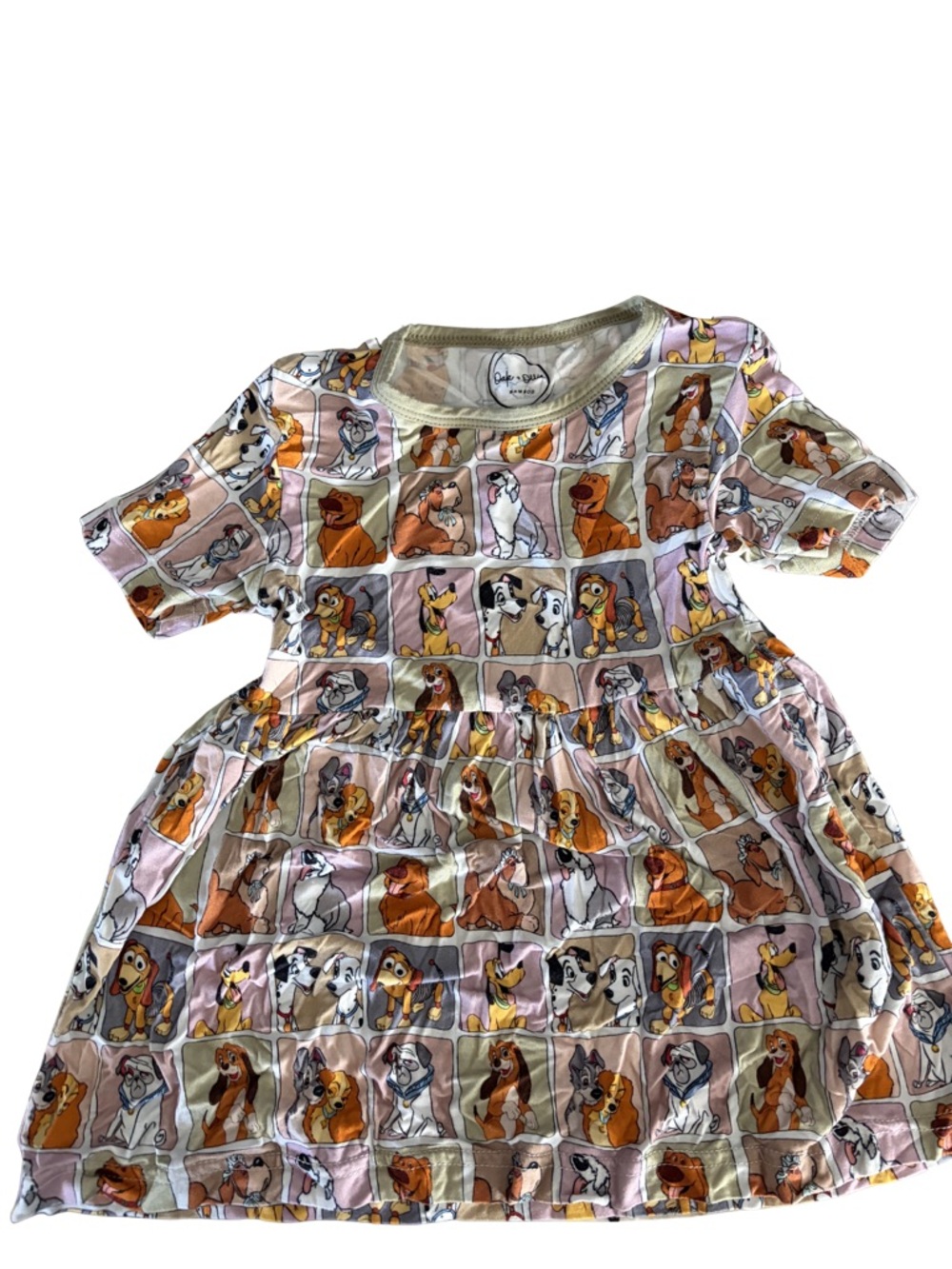 Oak + Ollie Bamboo Toddler Dress with Puppy Print - Pink & Sage green